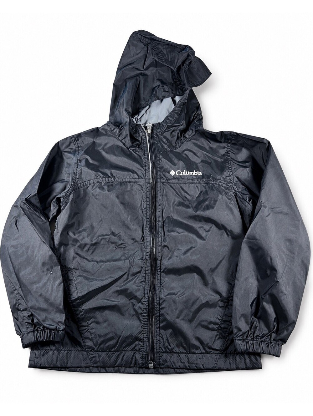 Columbia Black Hooded Lightweight Windbreaker Jacket XS (6/7)